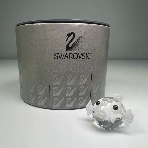 Swarovski Crystal Mini Blow Fish Puffer 7644 Figurine Austria With Box - B - Picture 1 of 7